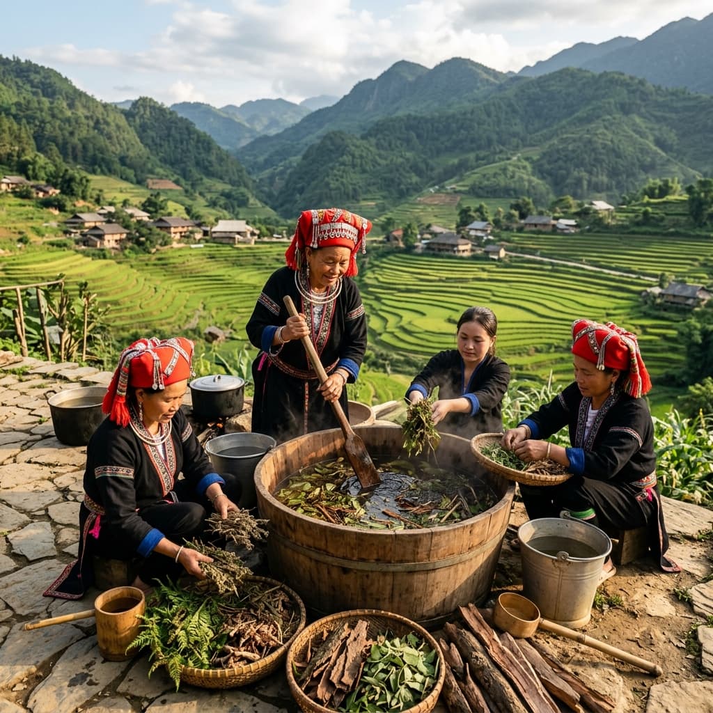 Ta Phin Village Cultural Walk & Traditional Red Dao Herbal Bath Experience